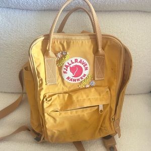 Custom embroidered Fjallraven Women's Kanken Mini Backpack yellow